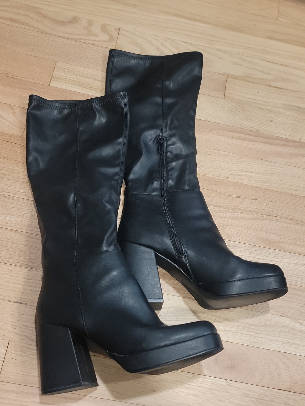 Flight Attendant Black Heeled Boots